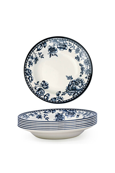 Claytan Rhapsody 9-Inch Dark Blue Ceramic Soup Plate (Set of 6)
