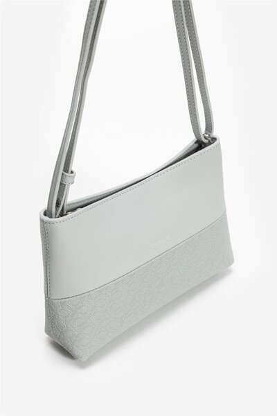 Calvin Klein Women's Zippered Shoulder Bag with Ck Monogram Extra Interior Compartment and Adjustable Strap Gray