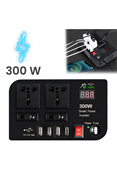 GlowforHome Invertor Auto 300W GlowforHome, 4x USB 4.1A, 2 Prize EU 230V , Pr...
