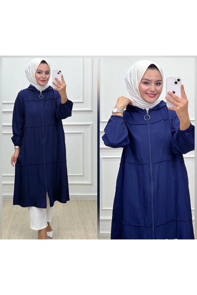 Yağmur Çilek Kumaş Fermuarlı Giy Çık Kap-Lacicert