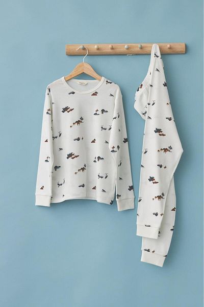 Katia&Bony Safarii Pattern Children's Pajama Set Ecru