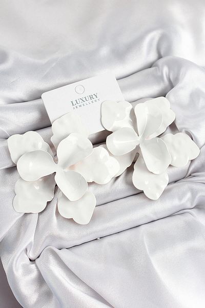 Celira Brass White Flower Model Women's Earrings