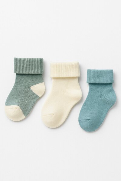 Katia&Bony Baby 3-piece towel socket socks mint-ecru-green