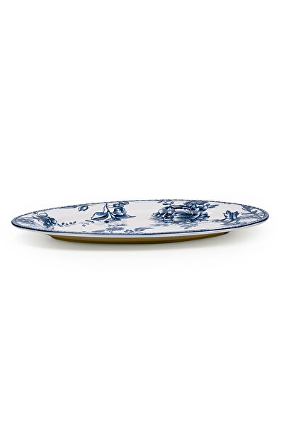 Claytan Rhapsody 14.2-Inch Dark Blue Ceramic Oval Platter (Set of 1)