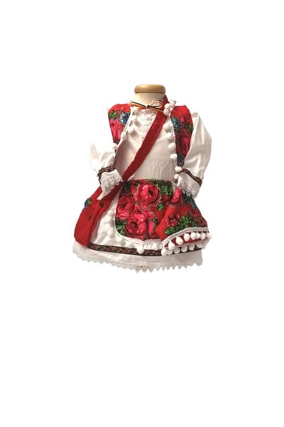 OEM Traditional costume for girls, 5 pieces, shirt, hat, bag, vest, scarf, 4-5 years