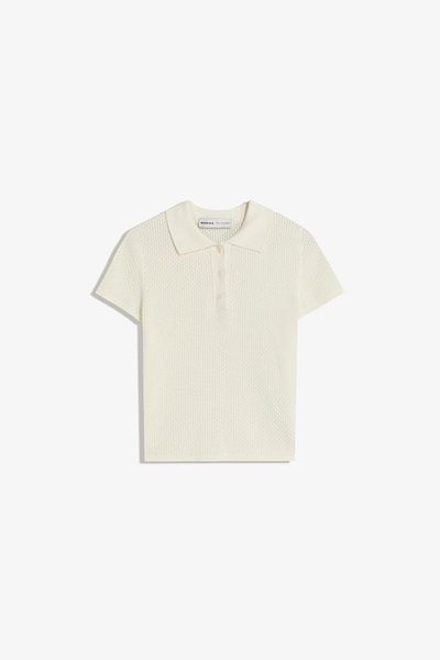 Bershka Textured polo collar short sleeve sweater