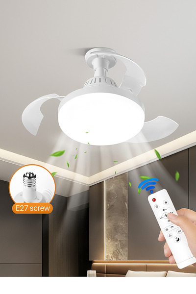 qasul LED Işıklı Katlanabilir Akıllı Tavan Vantilatörü – Sessiz Fan & Kumandalı Aydınlatma