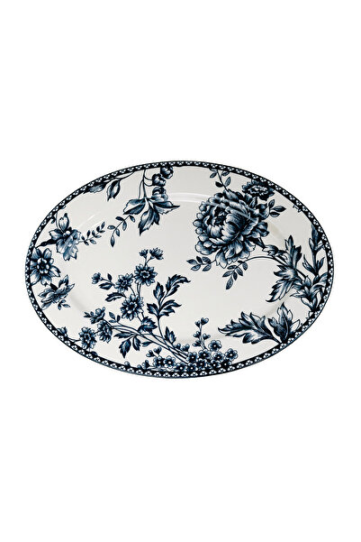 Claytan Rhapsody 14.2-Inch Dark Blue Ceramic Oval Platter (Set of 1)