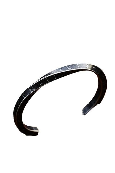 Viking Adjustable Twist Runic Alphabet Stainless&Blackened 316L Steel Bracelet