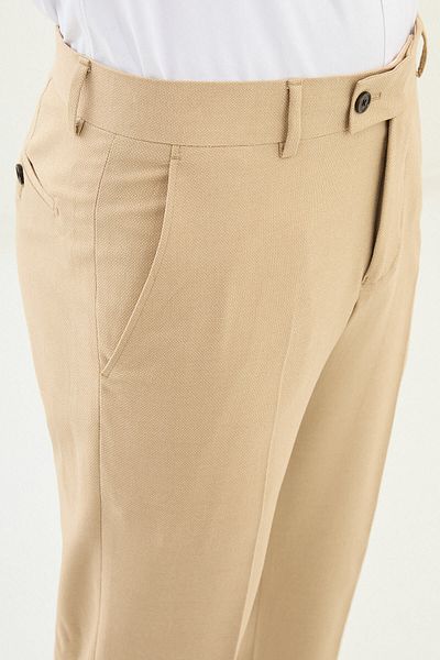 Mcr Patterned Slim Fit Classic Men's Trousers Beige - 38321.25Y