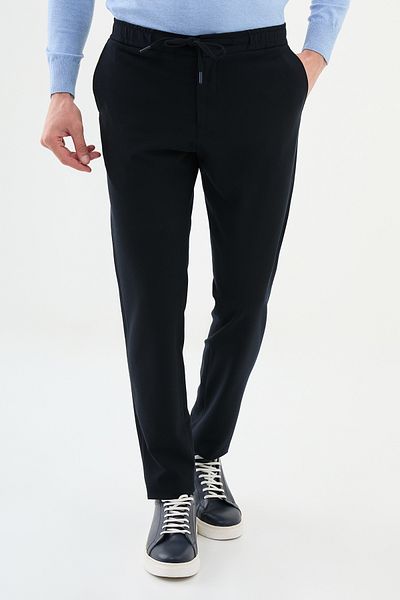 Mcr Striped Super Slim Fit Elastic Waist Drawstring Men's Trousers Navy Blue - 38287.24K