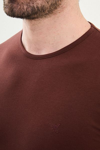 Mcr Plain Super Slim Fit Crew Neck Basic Men's T-Shirt Brown - 36362.17Y