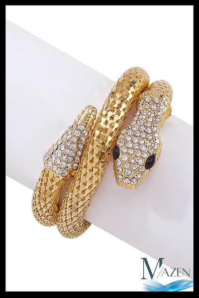 MAZEN Snake Model Spiral Bracelet |   Suitable for Wrist to Elbow |   Adjustable Metal |   Women's Accessories