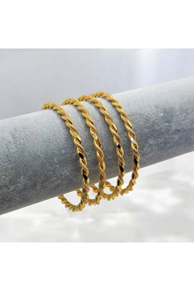 CAXBERN 22 Ayar Altın Kaplama Ikili Adana Burma Bilezik (5 ADET)