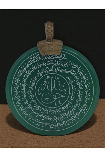 TAKI DERYASI YEŞİL AKİK TAŞI HAKKANİ MÜHRÜ YAZILI DOĞALTAŞ KOLYE