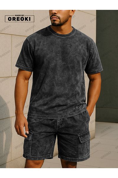 EFFRENATU Men's Tie-Dye T-Shirt & Basic Shorts Set - Cotton, Relaxed Fit