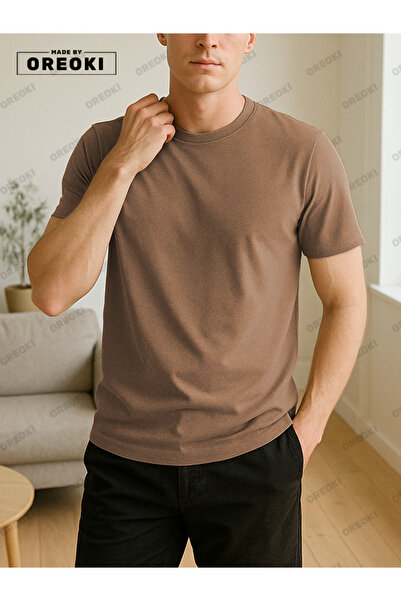 EFFRENATU Ανδρικό Σετ Μπλουζάκι σε Ανοιχτό Καφέ & Βασικό Σορτς - Βαμβακερό, Ά...