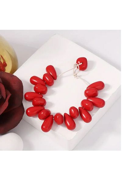 mos&more Red Beaded Water Drop Elegant Necklace
