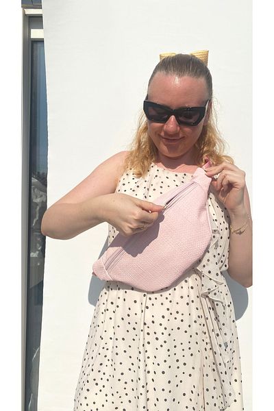 TALKING DREAMS Pink Textured Faux Leather Waist Bag