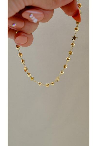 Jerie Gold Dorika and Star Detail Anklet