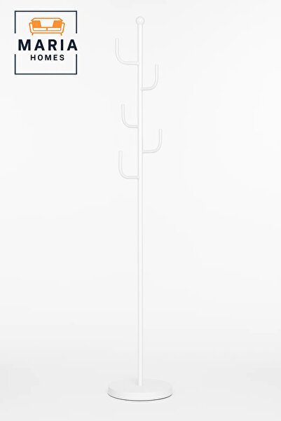 MARIA HOMES شماعة معاطف معدنية بيضاء بقاعدة رخامية وخطافات