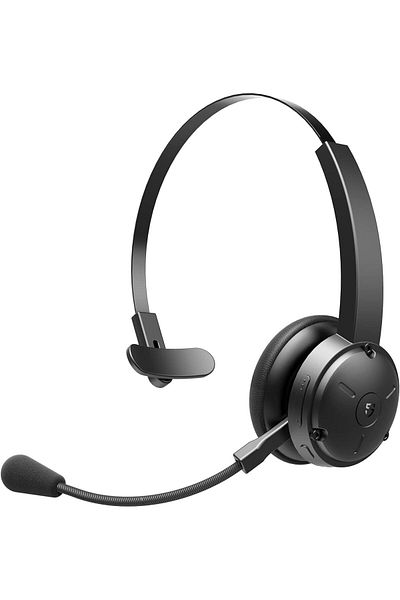SoundPEATS Wireless Bluetooth Headset A7 Pro with Microphone, AI Noise Cancellation, 40 Hours Playback for Comp