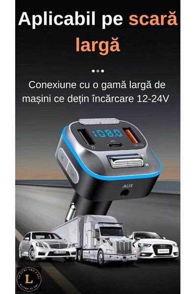 L CR.LUMI.AND.GABI ALĂTURI DE TINE Modulator FM Auto cu Asistenta vocala, Handsfree Car Kit, Fast Charge