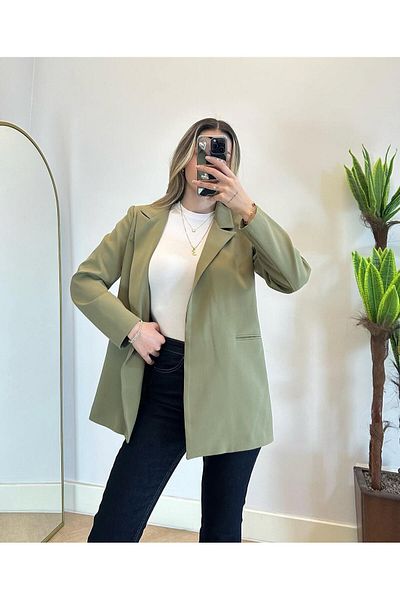 Hazel Jachetă blazer cu talie kaki pentru femei