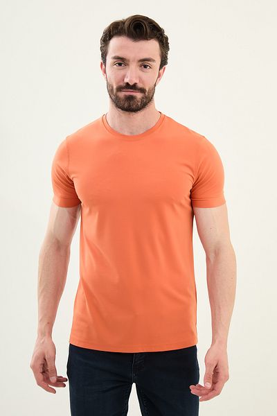 Mcr Plain Slim Fit Crew Neck Basic Men's T-Shirt Orange - 36863.25Y