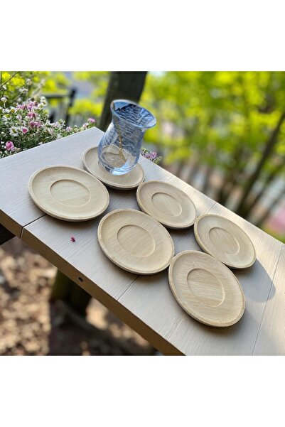 ELİTEVOOOD El Yapımı 6’lı Bambu Çay Tabağı Seti – Doğal, Hafif ve Şık Tasarım