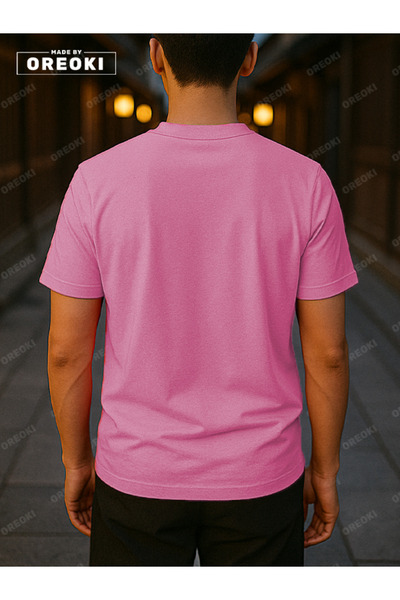 EFFRENATU Men's Pink T-Shirt & Basic Shorts Set - Cotton, Relaxed Fit