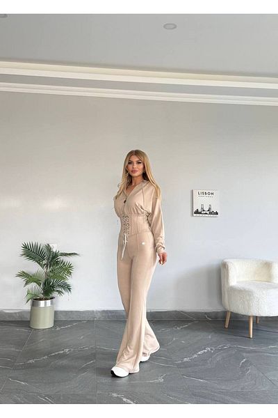 bonibon butikk ملابس نسائية فاخرة عالية الجودة، طقم مكون من قطعتين بخصر عالٍ ومرن من الأسفل