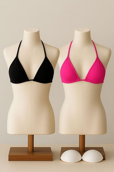 Stail Moda Γυναικείο 2 ΤΕΜ. Κίτρινο και Leopard Minimal Pad Cut Triangle Bikini Top