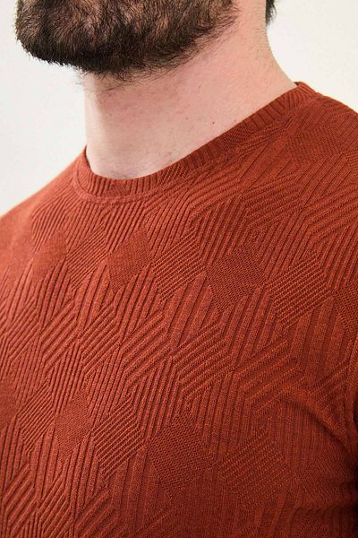 Mcr Patterned Slim Fit Crew Neck Men's T-Shirt Tile - 36861.25Y