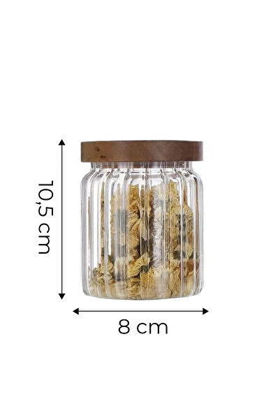 Kitchen Life Set of 4 Borosilicate Glass Jars with Acacia Lids 320 ml