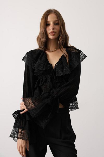 auzou eveil Women's Ruffled Lace Bohemian Blouse