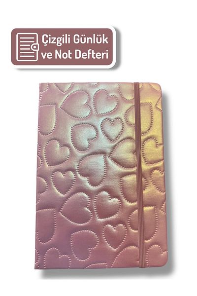 madam gold Heart Daily or Notepad Lined 80 Sheets with Rubber