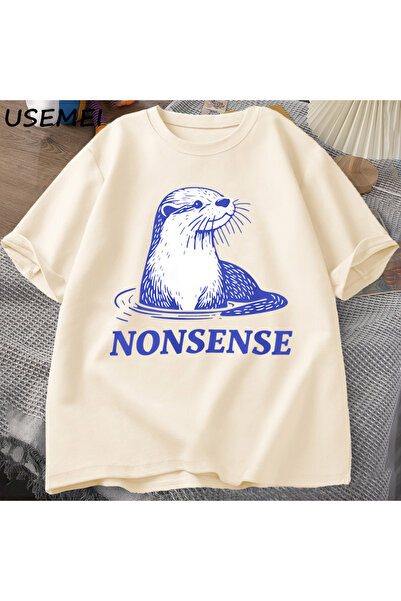 Tarzsokak Su samuru Saçma Baskı TPamuk Tasarımcı Komik Deniz Samuru Meme Tee ...