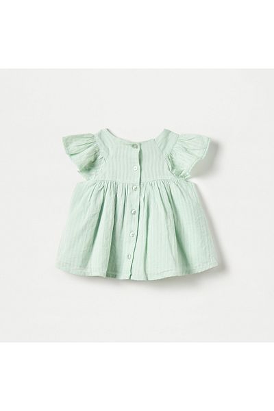 giggles Embroidered Dress with Flutter Sleeves