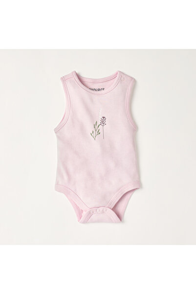 Juniors Floral Print Sleeveless Bodysuit with Button Closure - Set of 2