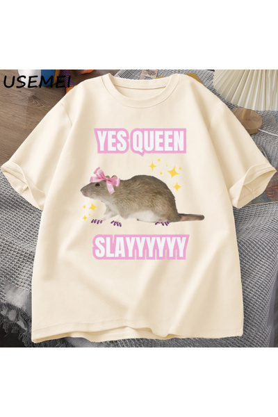 Tarzsokak Tricou cu mânecă scurtă din bumbac Yas Queen Slay TMizah Funny Rat ...
