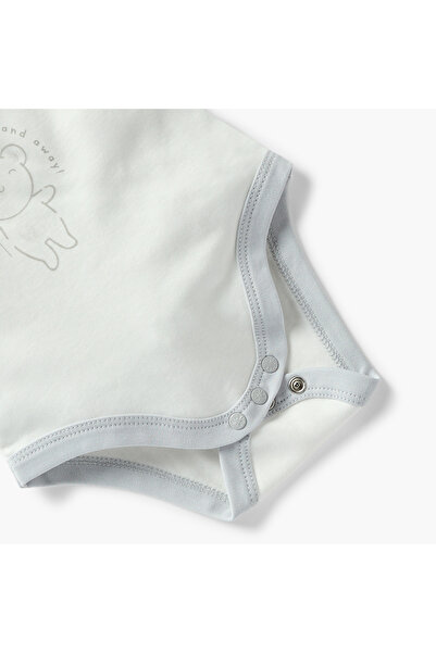 giggles Bear Print Sleeveless Bodysuit with Button Closure