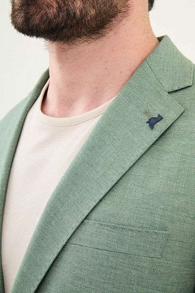 Mcr Straight Slim Fit Mono Collar Linen Men's Jacket Khaki - 41455.25Y