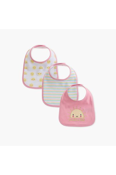 Juniors Sunshine Print Bib with Hook and Loop Closure - Set of 3