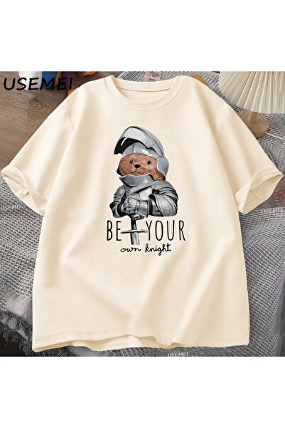 Tarzsokak Tricou Own Knight Bear pentru bărbați, casual, din bumbac, cu mânec...