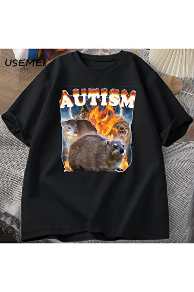 Tarzsokak Autism Capybaras Graphic T Shirt Funny Meme Cotton Short Sleeve Tshirt Causal Women Men Print 3014