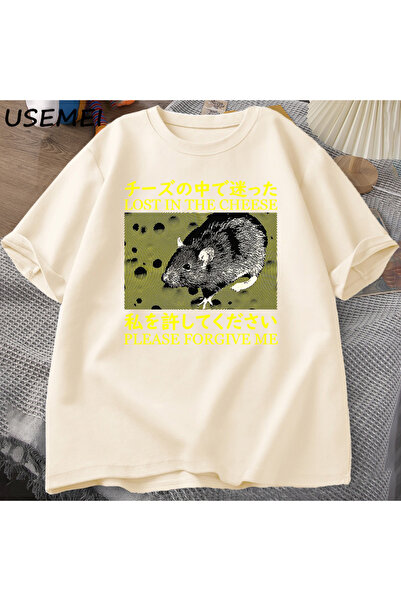 Tarzsokak Tricou în stil japonez Lost Cheese Rat pentru bărbați, din bumbac, ...