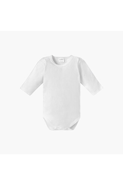 Juniors بدلة جسم سادة بأكمام طويلة وإغلاق بأزرار كبس