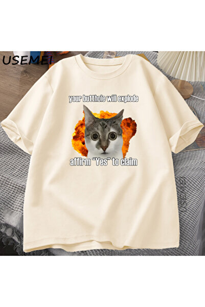 Tarzsokak Αστεία βαμβακερά μπλουζάκια γάτας με κοντό μανίκι με λαιμόκοψη, φαρ...