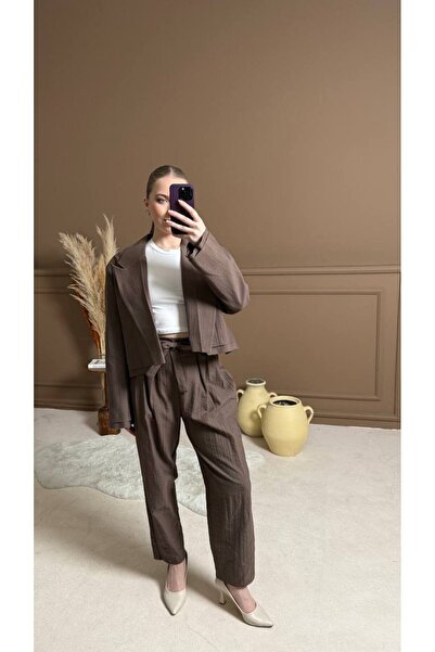 Butik Crop Ceket Pantolon Takım